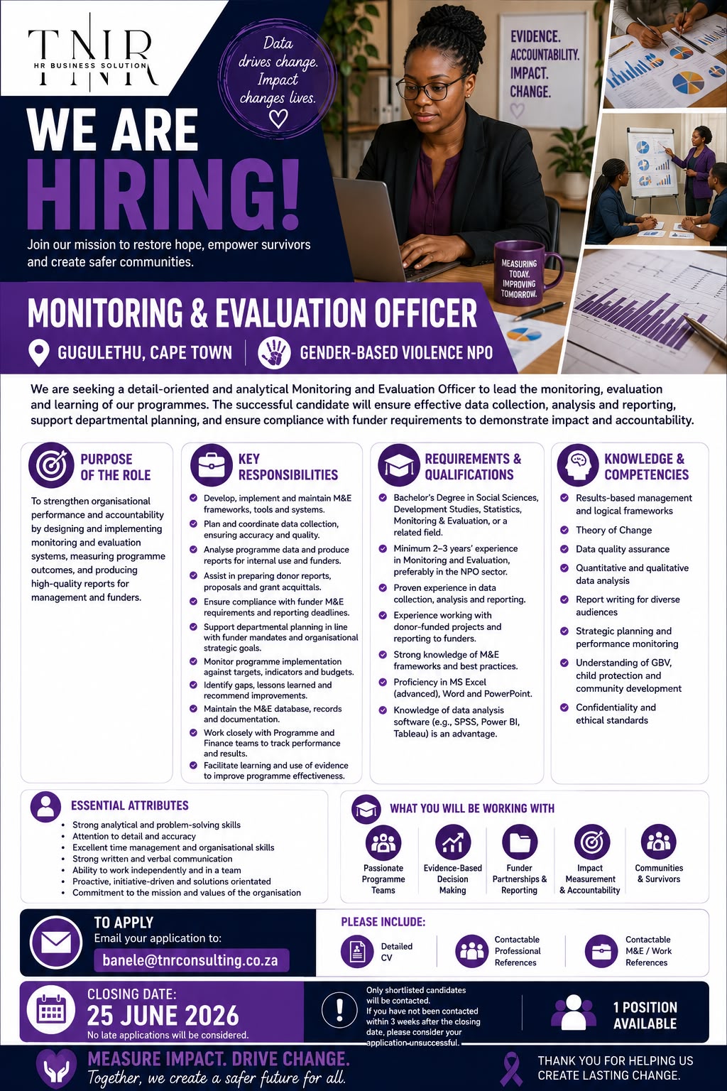 Monitoring and Evaluation Officer Recruitment Poster